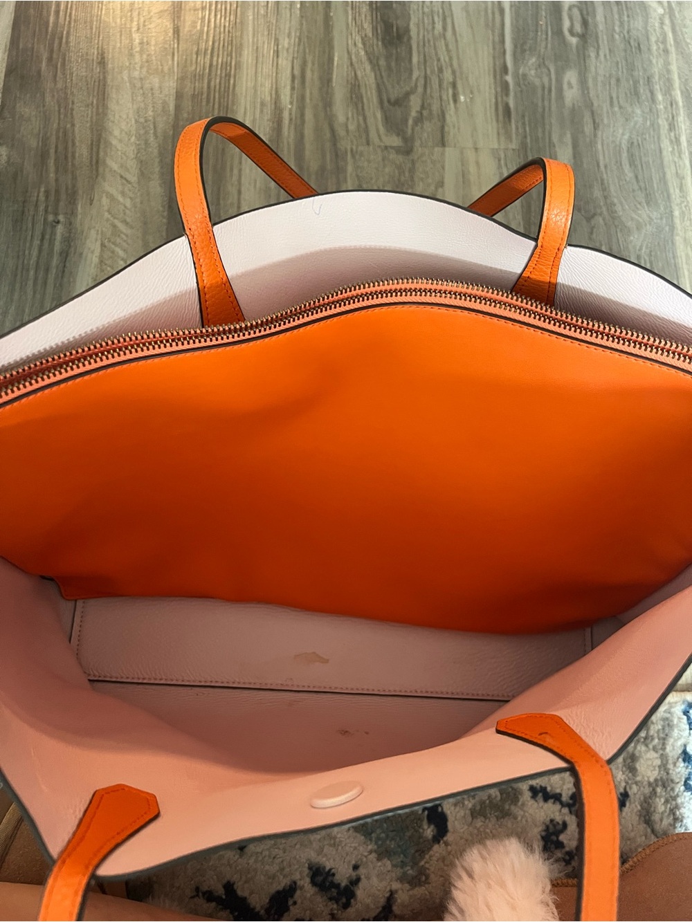 Tory Burch Bright Orange Pebbled Leather Tote - Picture 7 of 10